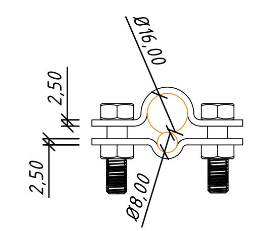 З'єднувач Leo Lightman Quadro блискавкоприймача/стержня ø16мм з дротом ø8-10мм StZn (204011) - фото №2