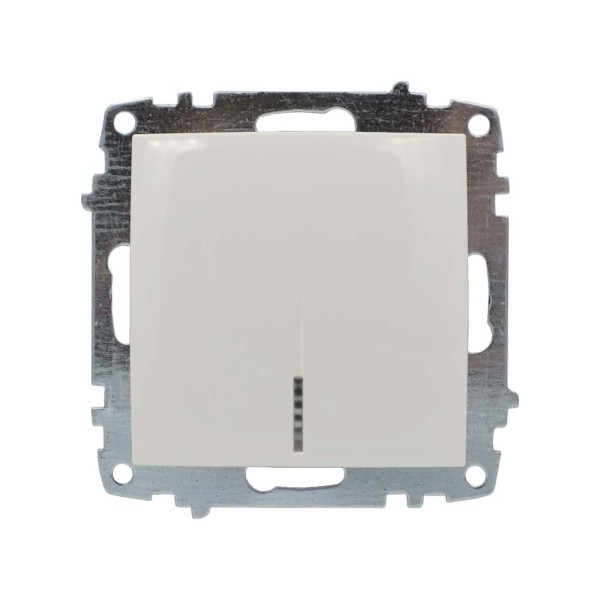 Вимикач ELBI ZENA білий 1кл з підсвіткою без рамки ( 609-010200-201 )