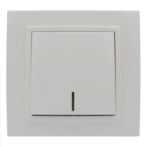 Вимикач ELBI ZENA білий 1кл з підсвіткою без рамки ( 609-010200-201 ) - фото №1