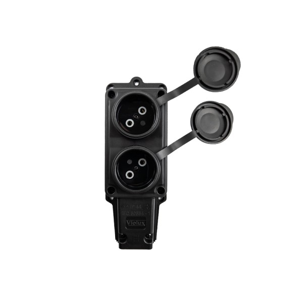 Колодка Violux каучук настінна 2-на без заземлення з кришкою IP44 ( 930700 ) - фото №1