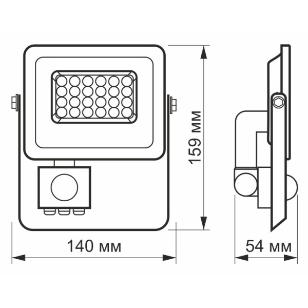 LED прожектор Videx F2e 10Вт 5000K (VL-F2e105W-S) з датчиком руху та освітленості - фото №5