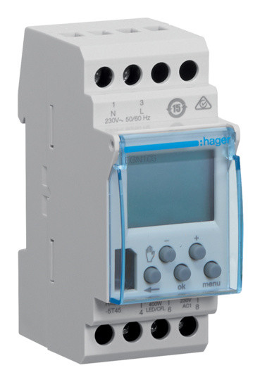 Одноканальный недельный таймер Hager EGN103 (с Bluetooth)