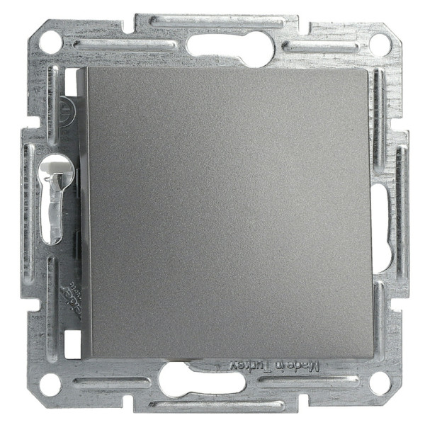 Перемикач 1-клавішний без рамки сталь Asfora, EPH0400162