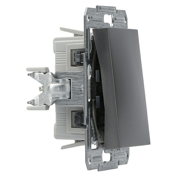 Перемикач 1-клавішний без рамки сталь Asfora, EPH0400162 - фото №1