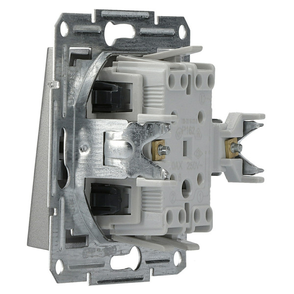 Перемикач 1-клавішний без рамки сталь Asfora, EPH0400162 - фото №3