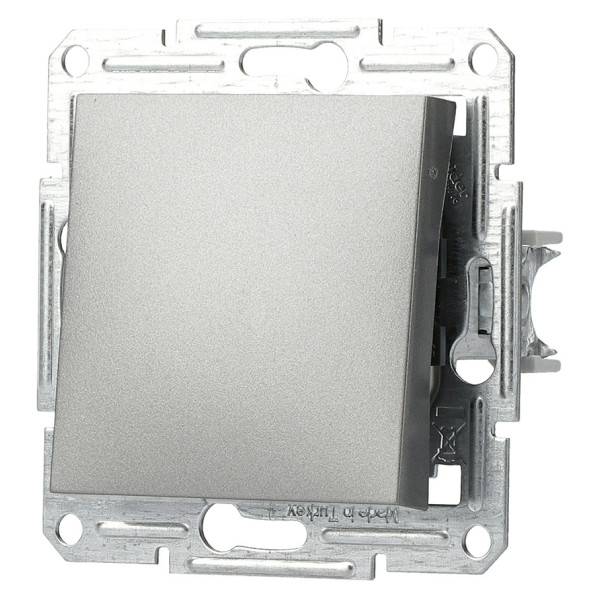 Перемикач 1-клавішний без рамки сталь Asfora, EPH0400162 - фото №4