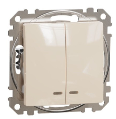 Двоклавішний вимикач Schneider Electric Sedna Design & Elements з підсвіткою бежевий SDD112105L