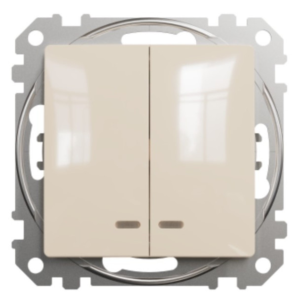 Двоклавішний вимикач Schneider Electric Sedna Design & Elements з підсвіткою бежевий SDD112105L - фото №4