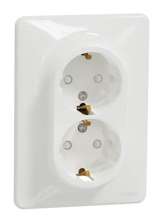 Двойная розетка Schneider Electric Sedna Design с заземлением и шторками белая SDD311221