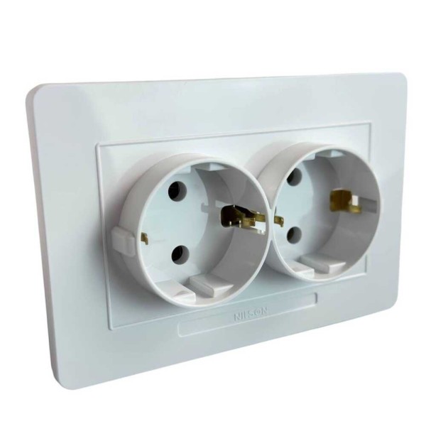 Розетка Nilson Selene біла 2-на з заземленням ( 23111025 ) - фото №1