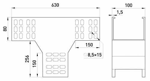 Вертикальный Т-отвод E.Next AGY 10-8A 100х80мм - фото №1
