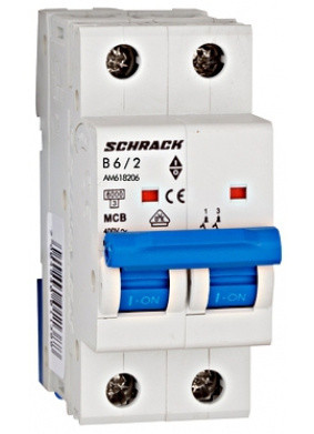 Силовий автомат 6А 2P 6ка х-ка B, Schrack