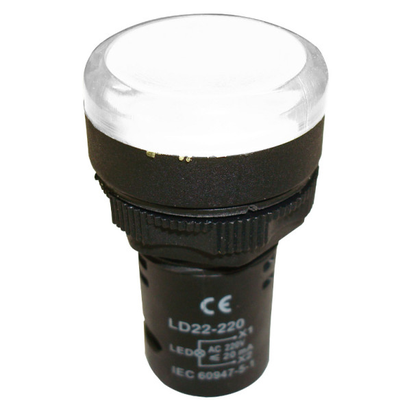 Білий LED індикатор Schrack BZ501219ME 230В