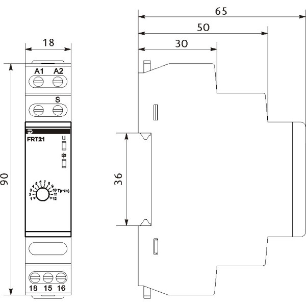 Імпульсне реле Promfactor з функцією "пам''ять" та затримкою на відключення FRT21 230В (FRT21) - фото №1