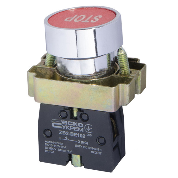 Кнопка «Стоп» Аско-Укрем XB2-BA4342 червона (A0140010066) - фото №1