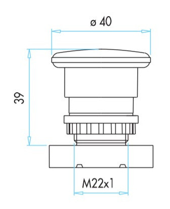 Кнопка «грибок» EMAS B100MS без фиксации (1НО) желтая - фото №1