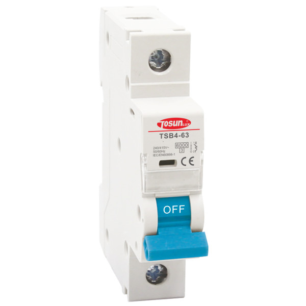 Модульный автоматический выключатель TOSUNlux TSB4-63 1P 63А C 6кА (6940151024125)