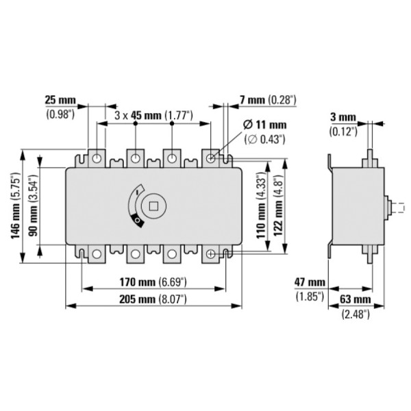 Рубильник Eaton Moeller 1814411 DMV-400N/3 - фото №3
