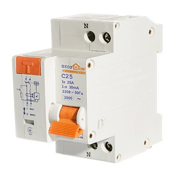 Выключатель дифференциального тока ECOHOME ДВ 1Р+N 25A 30мА (ECO030010003) - фото №3