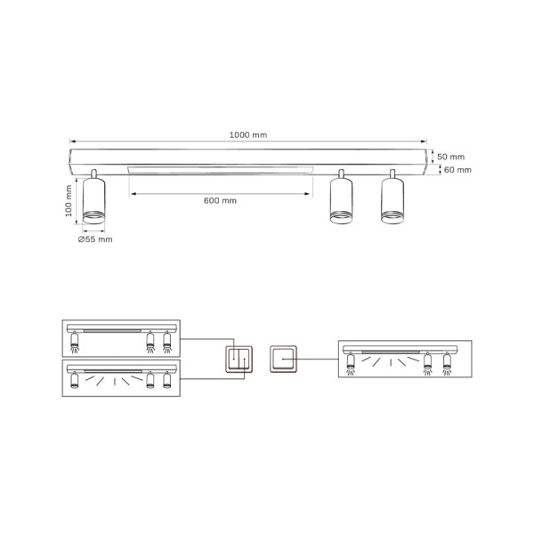 Потолочный светильник Goldlux 327390 Paris GU10+Led 4x10+24W 4000K 1800Lm IP20 Черный - фото №3