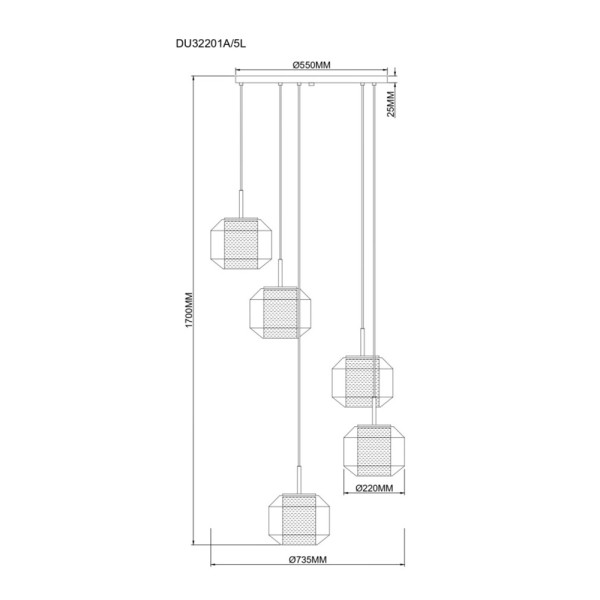 Підвісний світильник, люстра Zuma Line 5905316693722 Solix E27 5x25W IP20 золотий - фото №1