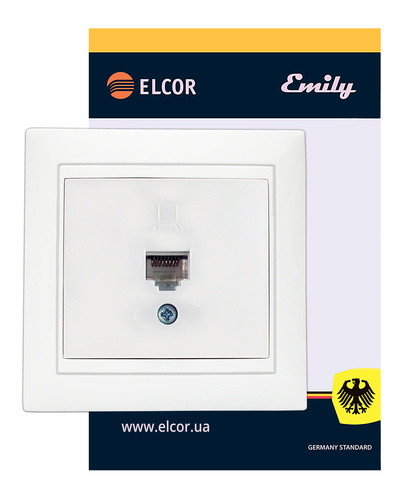 Комп'ютерна розетка Elcor Emily 9215 (211582) RJ45 Cat5e 125 МГц неекранована (білий) - фото №1