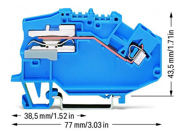 N клема, що розмикається Wago 780-613 2,5мм² (синя) - фото №5