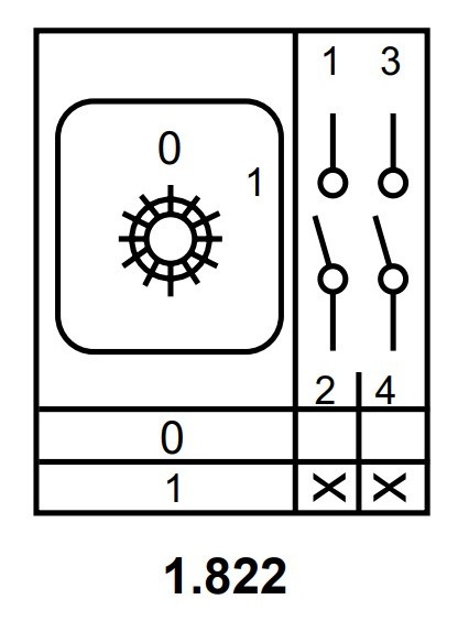 Пакетный переключатель Аско-Укрем ПКП Е9 1.822 A0110010009 (1-0 2 полюса) - фото №5