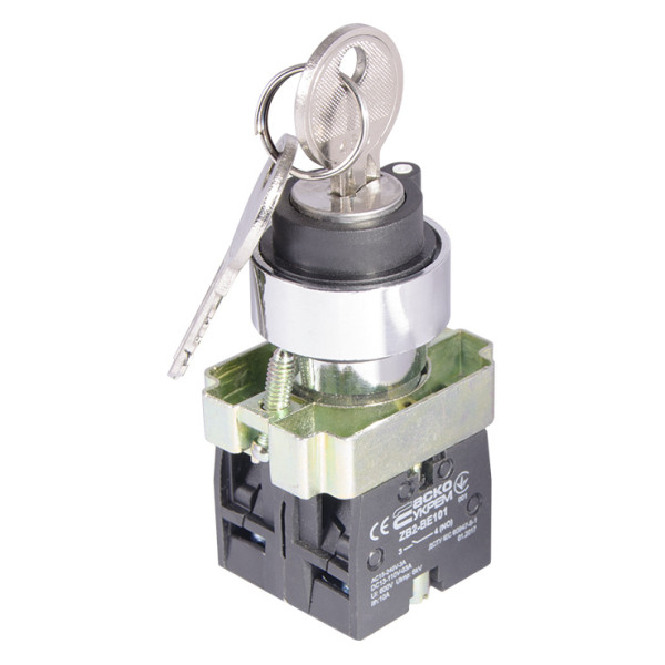 Кнопка поворотная 3-позиционная Аско-Укрем XB2-BG03 (I-0-II) с ключом (A0140010008) - фото №1