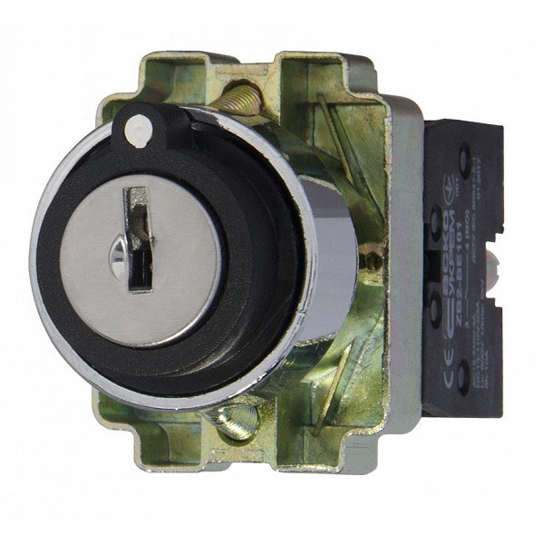 Кнопка поворотная 3-позиционная Аско-Укрем XB2-BG03 (I-0-II) с ключом (A0140010008) - фото №3