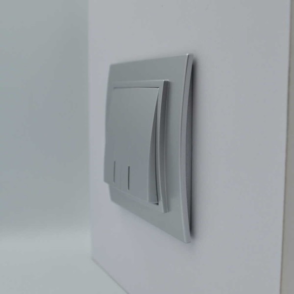 Выключатель ELBI ZENA Silverline серый металлик 2кл с подсветкой без рамки (609-011000-203) - фото №2