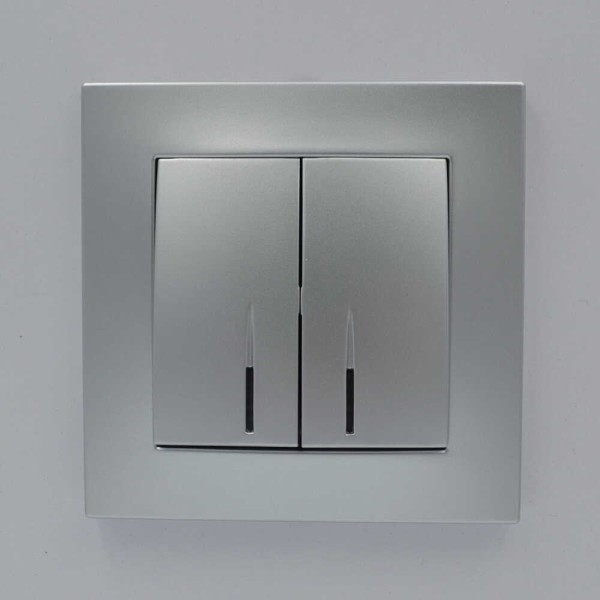 Выключатель ELBI ZENA Silverline серый металлик 2кл с подсветкой без рамки (609-011000-203) - фото №3