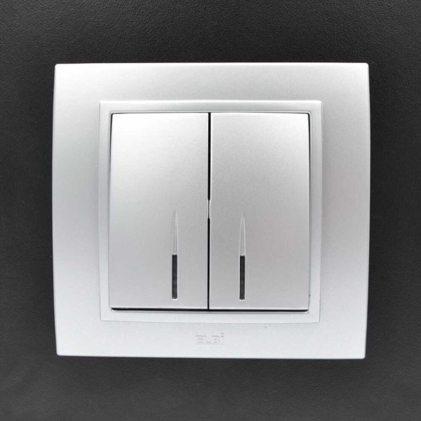 Выключатель ELBI ZENA Silverline серый металлик 2кл с подсветкой без рамки (609-011000-203) - фото №7