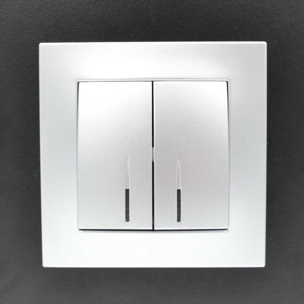 Выключатель ELBI ZENA Silverline серый металлик 2кл с подсветкой без рамки (609-011000-203) - фото №8