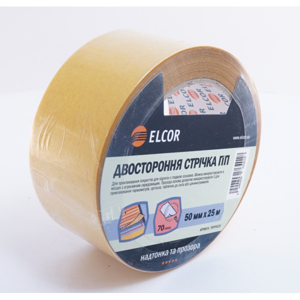 Двостороння стрічка Elcor 40206764 TRPP5025 на поліпропіленовій основі 50мм (25м) - фото №4