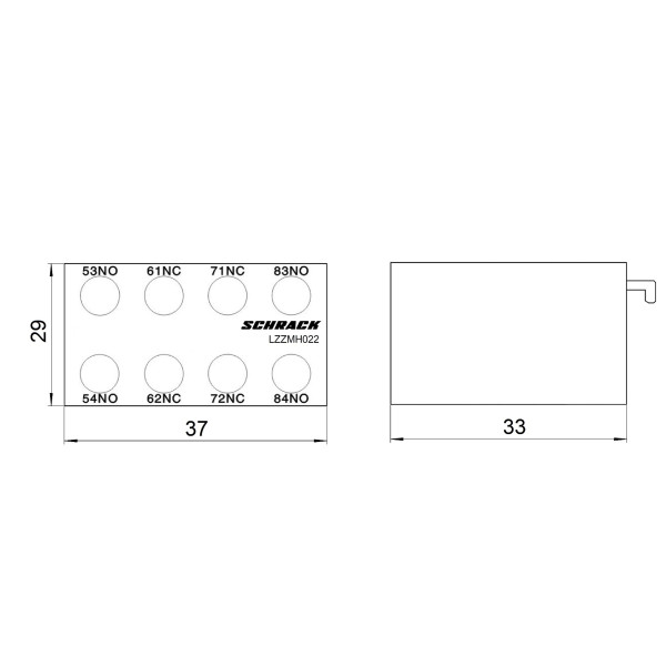 Додатковий фронтальний контакт Schrack LZZMH022 2НО+2НЗ для Cubico Mini - фото №8