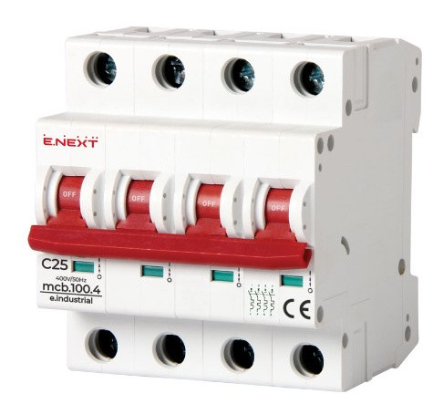 Модульный автоматический выключатель E.Next e.industrial.mcb.100.4.C25 4р 25А C (i0180032)