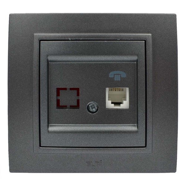 Розетка ELBI ZENA Silverline черный металлик телефонная без рамки ( 609-011100-221 ) - фото №3