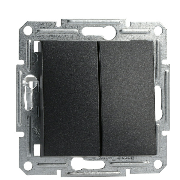 Перемикач 2-клавішний без рамки, антрацит Asfora, EPH0600171