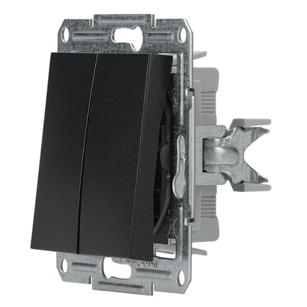 Перемикач 2-клавішний без рамки, антрацит Asfora, EPH0600171 - фото №1