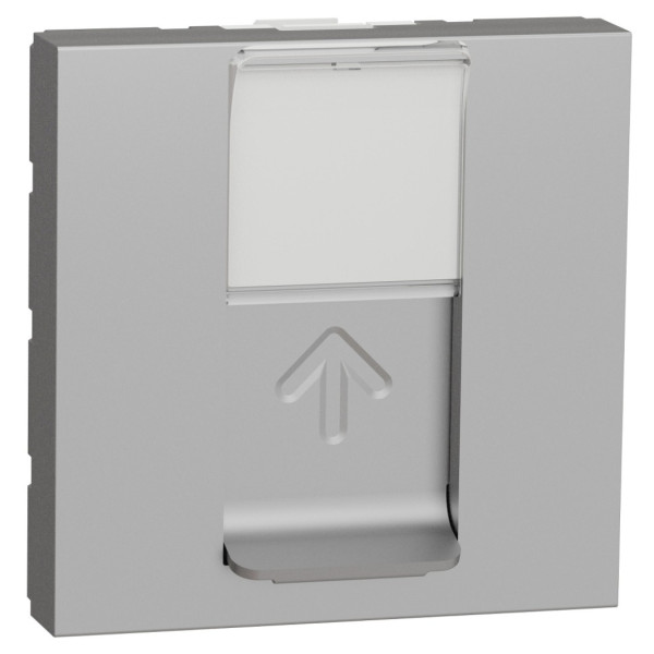 Одинарна комп'ютерна розетка Schneider Electric NU341730 RJ45 cat.6 STP із полем для напису 2М (алюміній) - фото №1