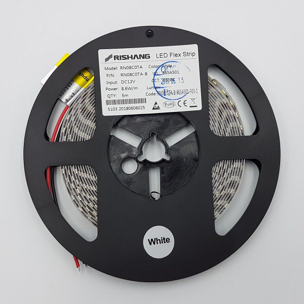 LED стрічка RISHANG 120-2835-12V-IP20 8,6W 818Lm 6500K 5м (RN08C0TA-B-W) - фото №4