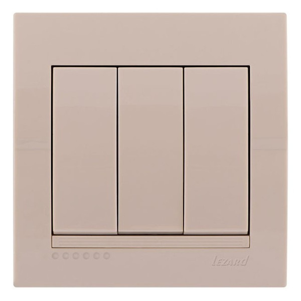 Вимикач 3-кл., кремовий, Deriy, Lezard