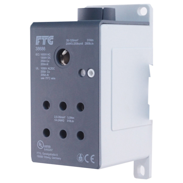 Розподільний блок FTG 1-підлога (1 вхід: 35-120мм² 6 виходів: 2,5-35мм²) - фото №2