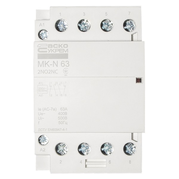 Модульный контактор Аско-Укрем MK-N 4P 63A 2NO+2NC (A0040030037) - фото №1