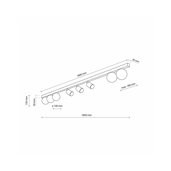 Світильник поворотний, спот TK Lighting 10004 Vox GU10+G9 8x10+6W IP20 Bk - фото №4