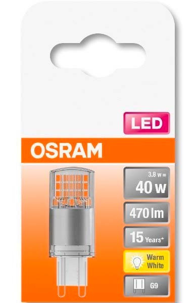 Светодиодная лампа Osram LED PIN40 CL 3,8W/827 230V G9 300° (4058075432390) - фото №1
