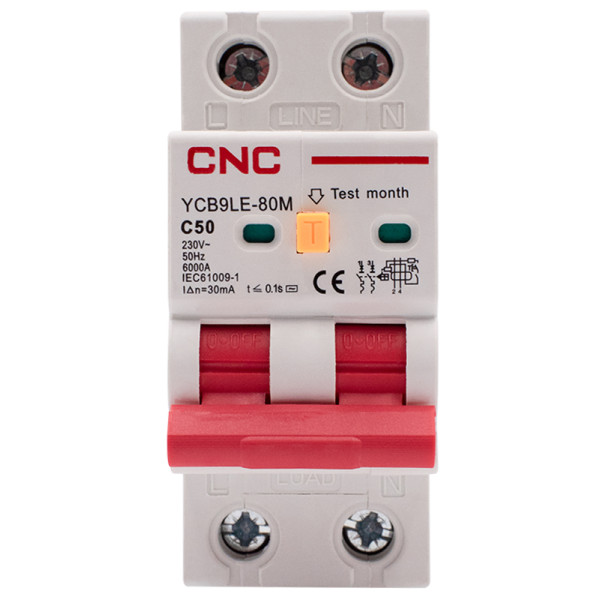 Диференційний вимикач CNC YCB9LE-80M C50А 1Р+N 6кА 30мА (Б00044018) - фото №1