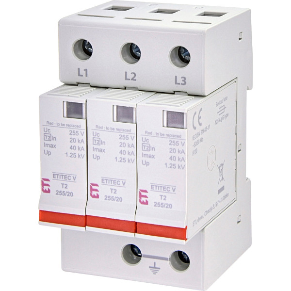 Ограничитель перенапряжения ETI 002442955 ETITEC V T2 255/20 (3+0)