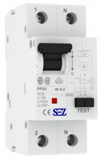 Пристрій захисного відключення (диференціальне реле) SEZ PFB2 40/0,3 1Р+N (PFB2_40/0.3)